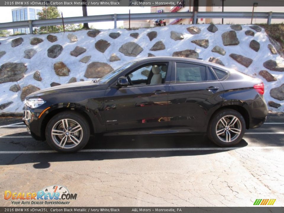 2016 BMW X6 xDrive35i Carbon Black Metallic / Ivory White/Black Photo #2