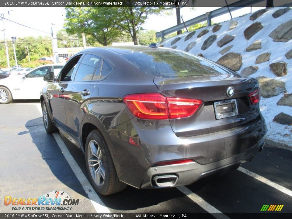 2016 BMW X6 xDrive35i Carbon Black Metallic / Ivory White/Black Photo #4