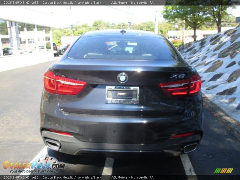 2016 BMW X6 xDrive35i Carbon Black Metallic / Ivory White/Black Photo #5