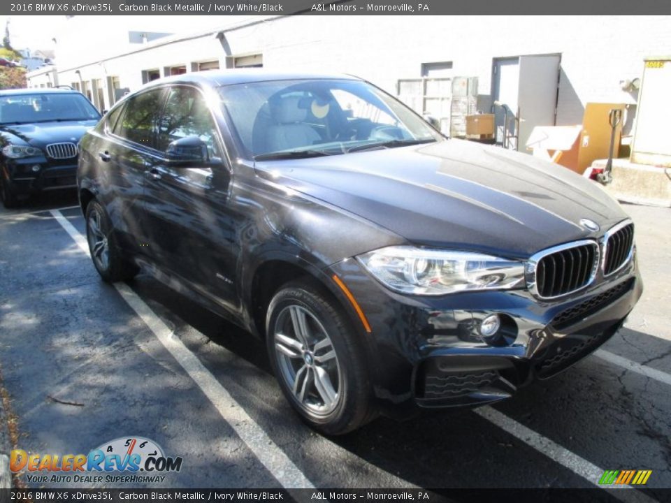 2016 BMW X6 xDrive35i Carbon Black Metallic / Ivory White/Black Photo #7