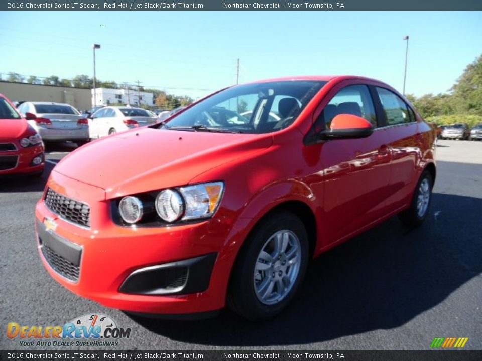 2016 Chevrolet Sonic LT Sedan Red Hot / Jet Black/Dark Titanium Photo #1
