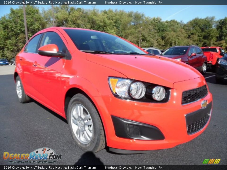 2016 Chevrolet Sonic LT Sedan Red Hot / Jet Black/Dark Titanium Photo #3