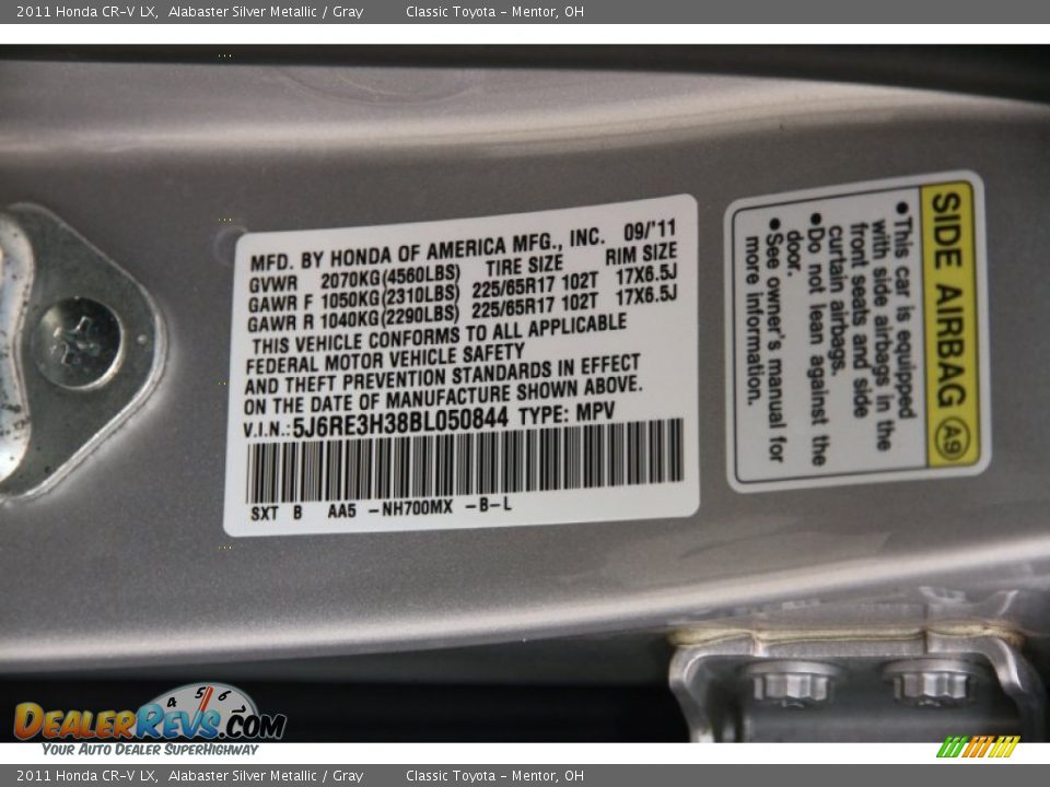 2011 Honda CR-V LX Alabaster Silver Metallic / Gray Photo #17
