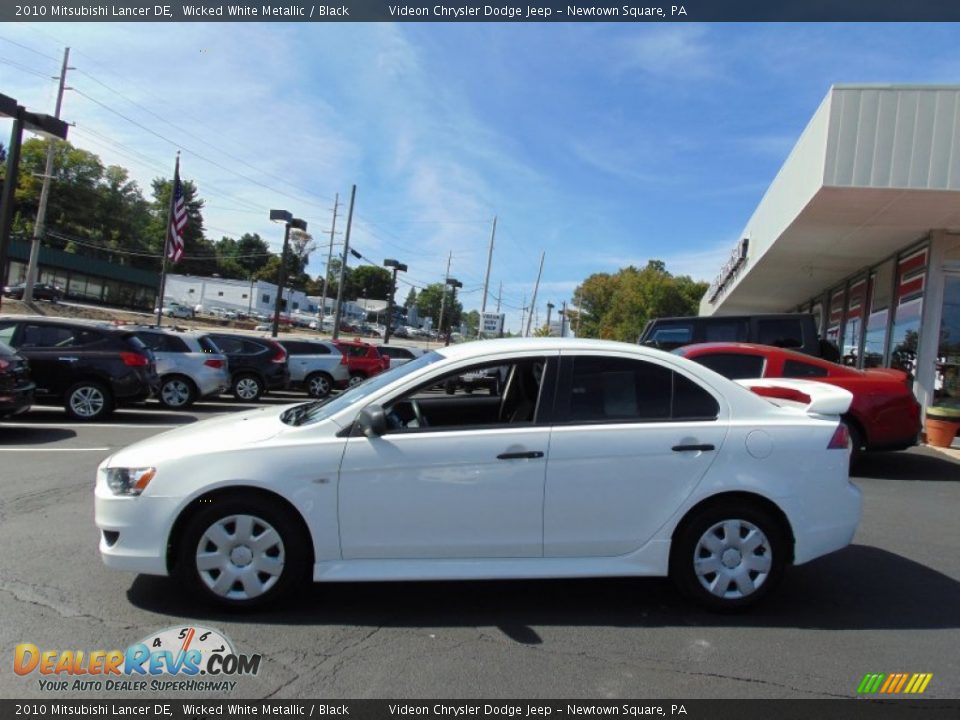 2010 Mitsubishi Lancer DE Wicked White Metallic / Black Photo #6