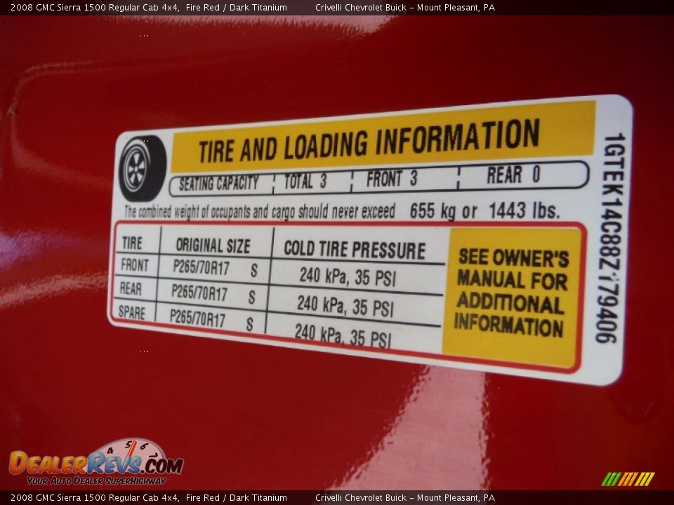 2008 GMC Sierra 1500 Regular Cab 4x4 Fire Red / Dark Titanium Photo #33