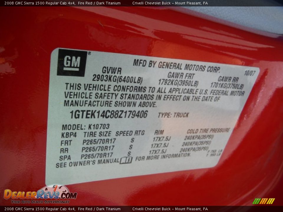 2008 GMC Sierra 1500 Regular Cab 4x4 Fire Red / Dark Titanium Photo #34