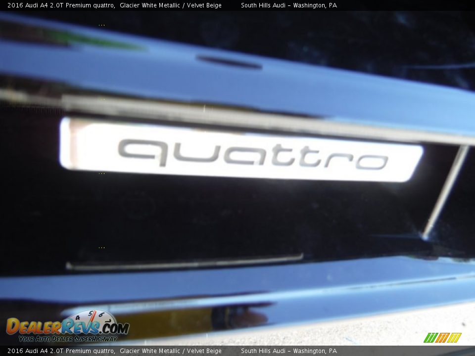 2016 Audi A4 2.0T Premium quattro Glacier White Metallic / Velvet Beige Photo #8