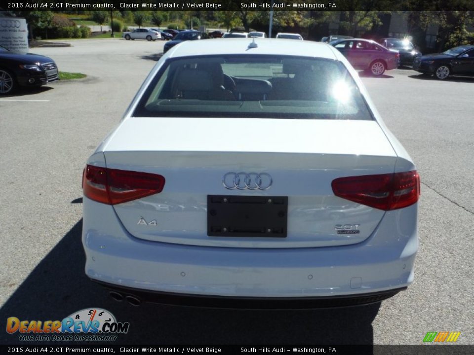2016 Audi A4 2.0T Premium quattro Glacier White Metallic / Velvet Beige Photo #15