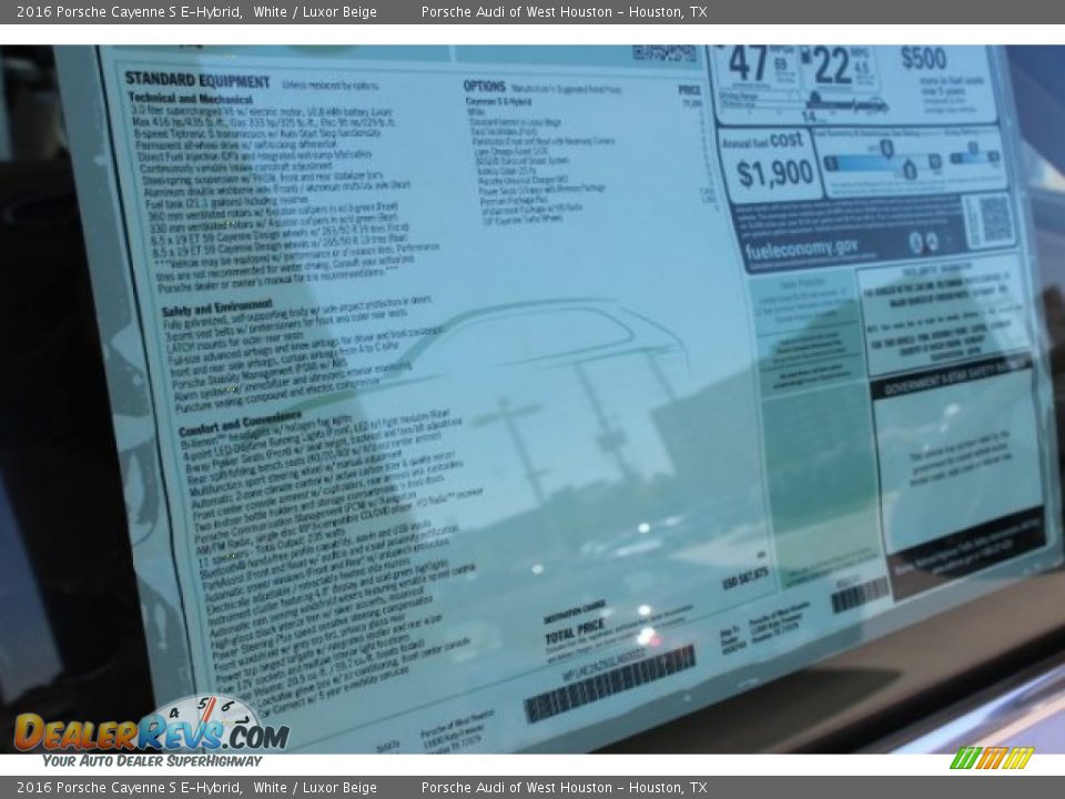 2016 Porsche Cayenne S E-Hybrid Window Sticker Photo #8