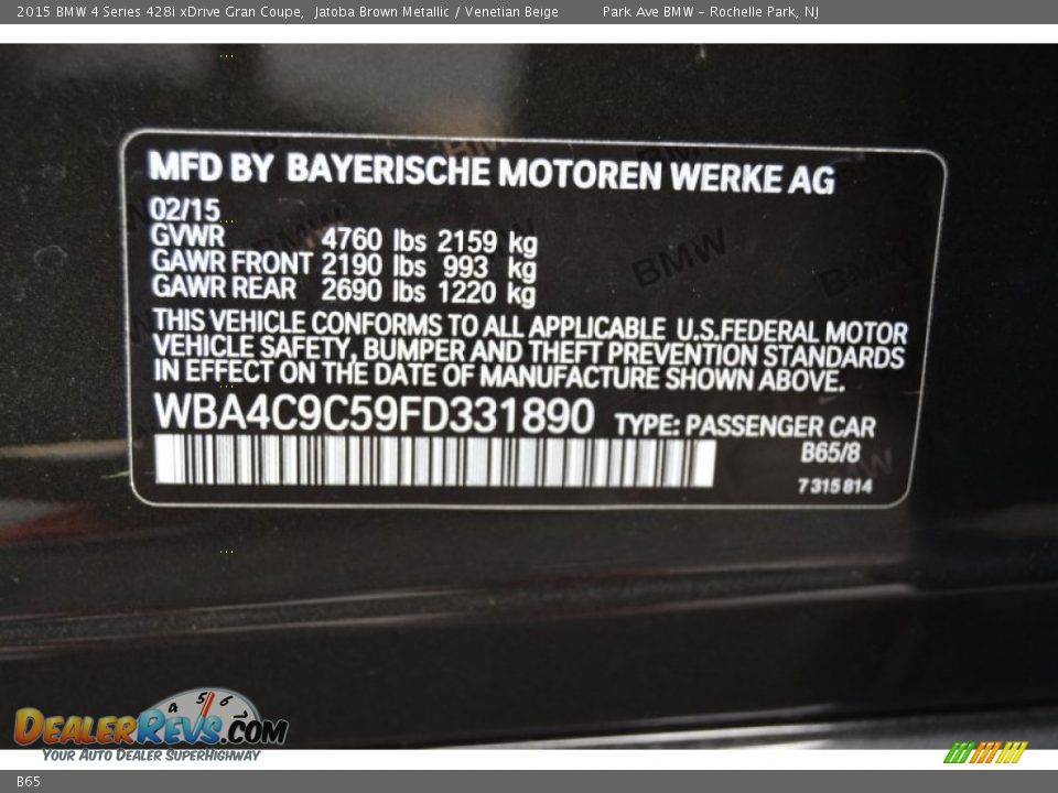 BMW Color Code B65 Jatoba Brown Metallic