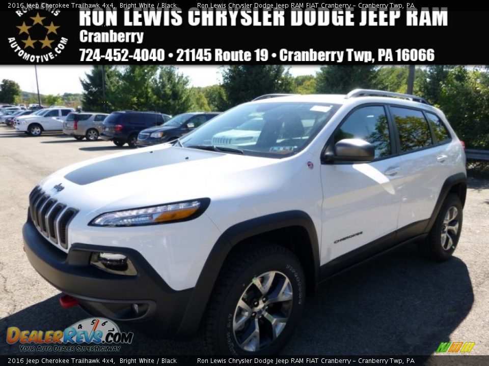 2016 Jeep Cherokee Trailhawk 4x4 Bright White / Black Photo #1