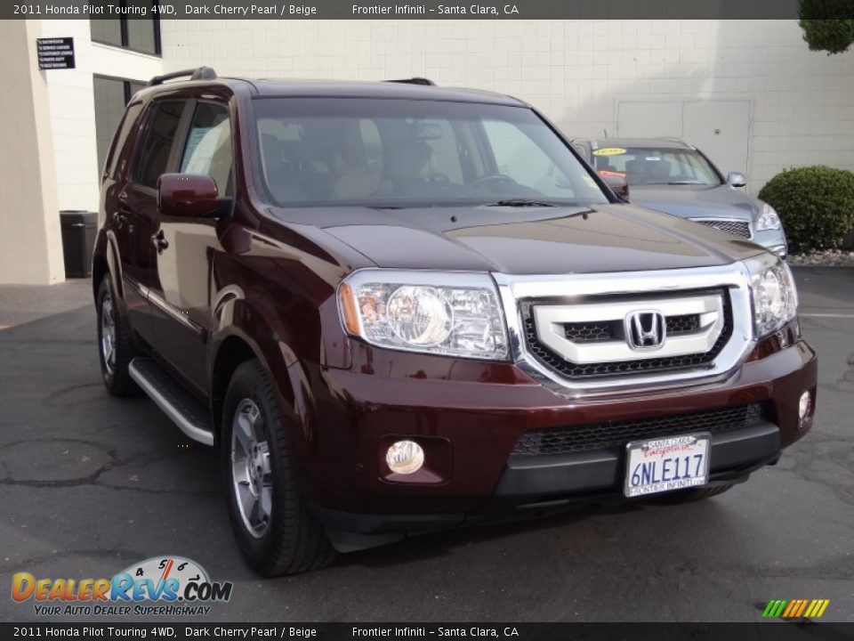 2011 Honda Pilot Touring 4WD Dark Cherry Pearl / Beige Photo #2