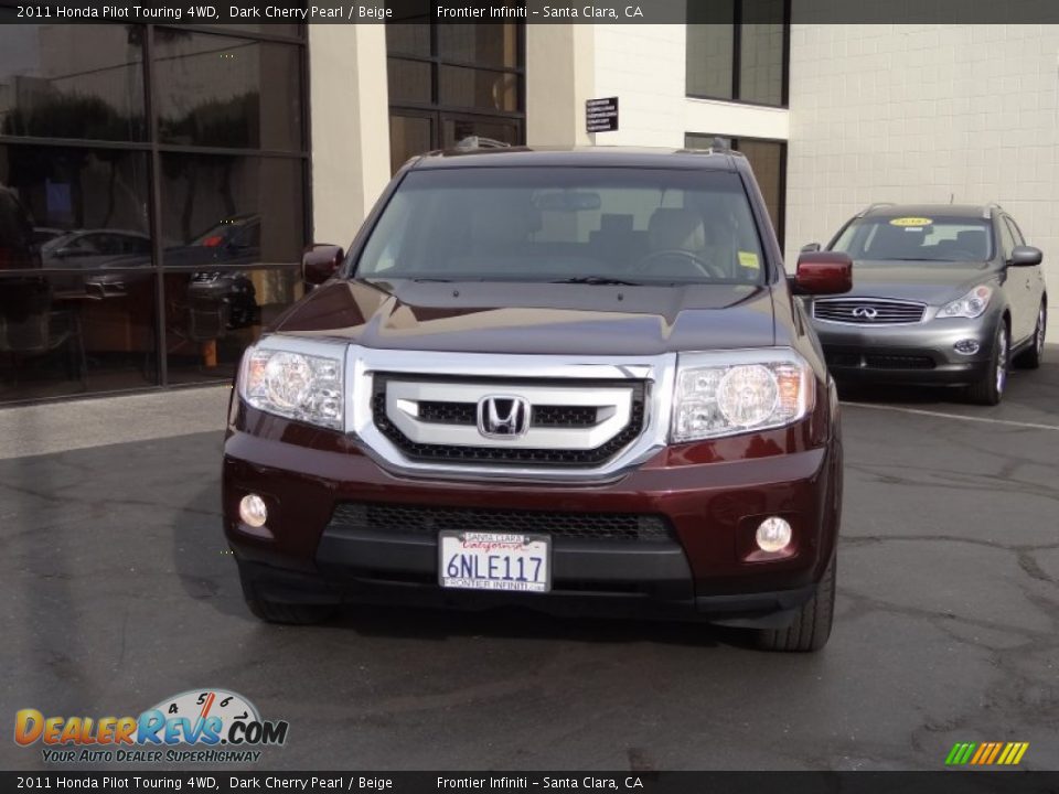 2011 Honda Pilot Touring 4WD Dark Cherry Pearl / Beige Photo #3