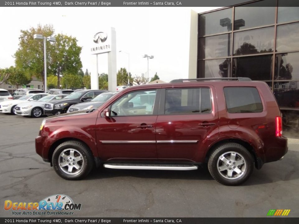 2011 Honda Pilot Touring 4WD Dark Cherry Pearl / Beige Photo #10