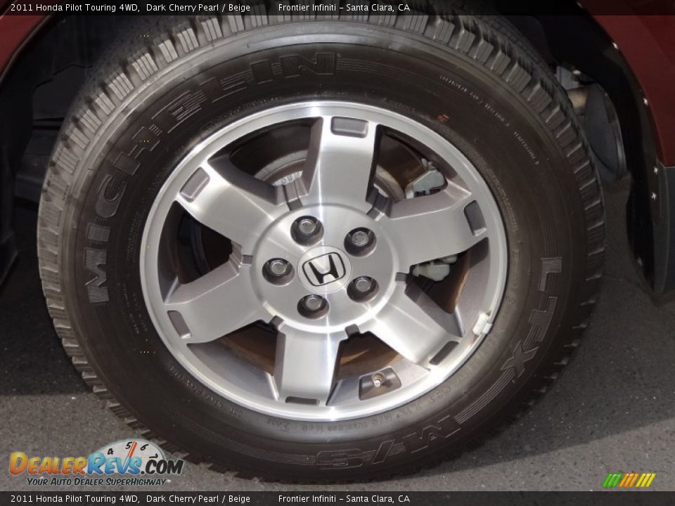 2011 Honda Pilot Touring 4WD Dark Cherry Pearl / Beige Photo #11