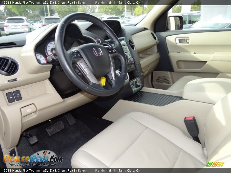 2011 Honda Pilot Touring 4WD Dark Cherry Pearl / Beige Photo #12