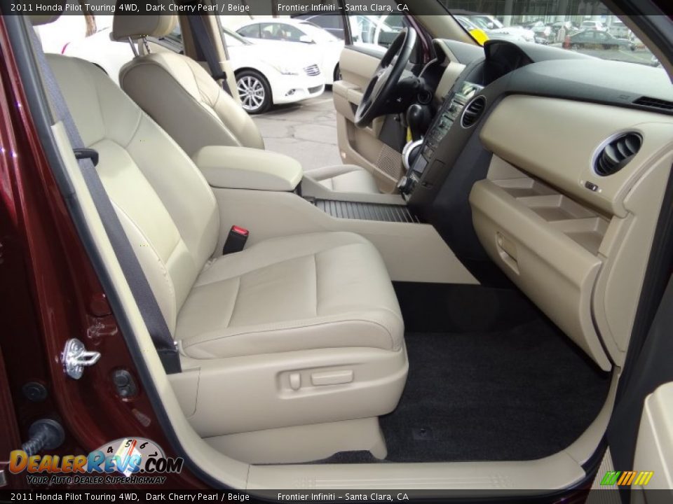 2011 Honda Pilot Touring 4WD Dark Cherry Pearl / Beige Photo #28