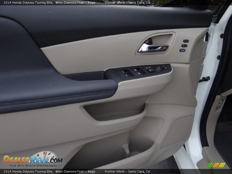 2014 Honda Odyssey Touring Elite White Diamond Pearl / Beige Photo #25