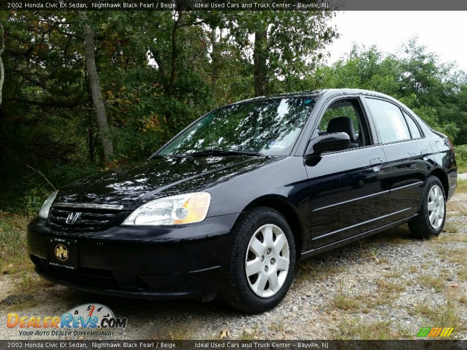 2002 Honda Civic EX Sedan Nighthawk Black Pearl / Beige Photo #1