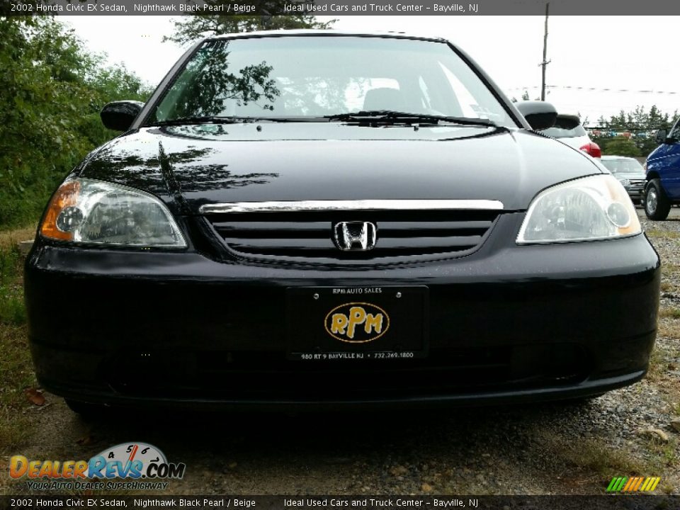 2002 Honda Civic EX Sedan Nighthawk Black Pearl / Beige Photo #2