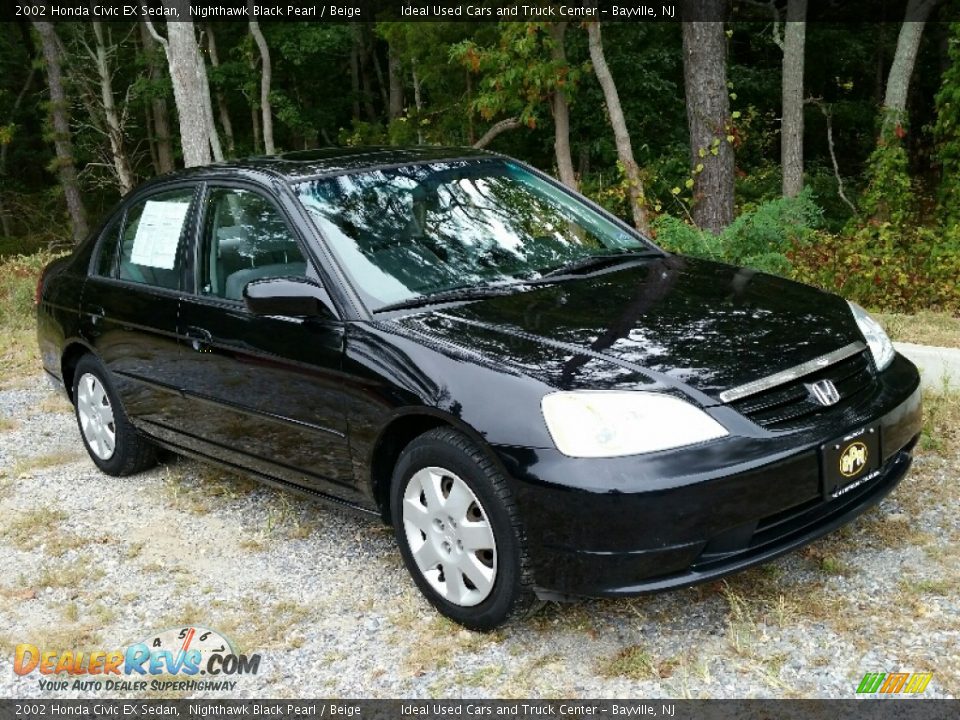 2002 Honda Civic EX Sedan Nighthawk Black Pearl / Beige Photo #8
