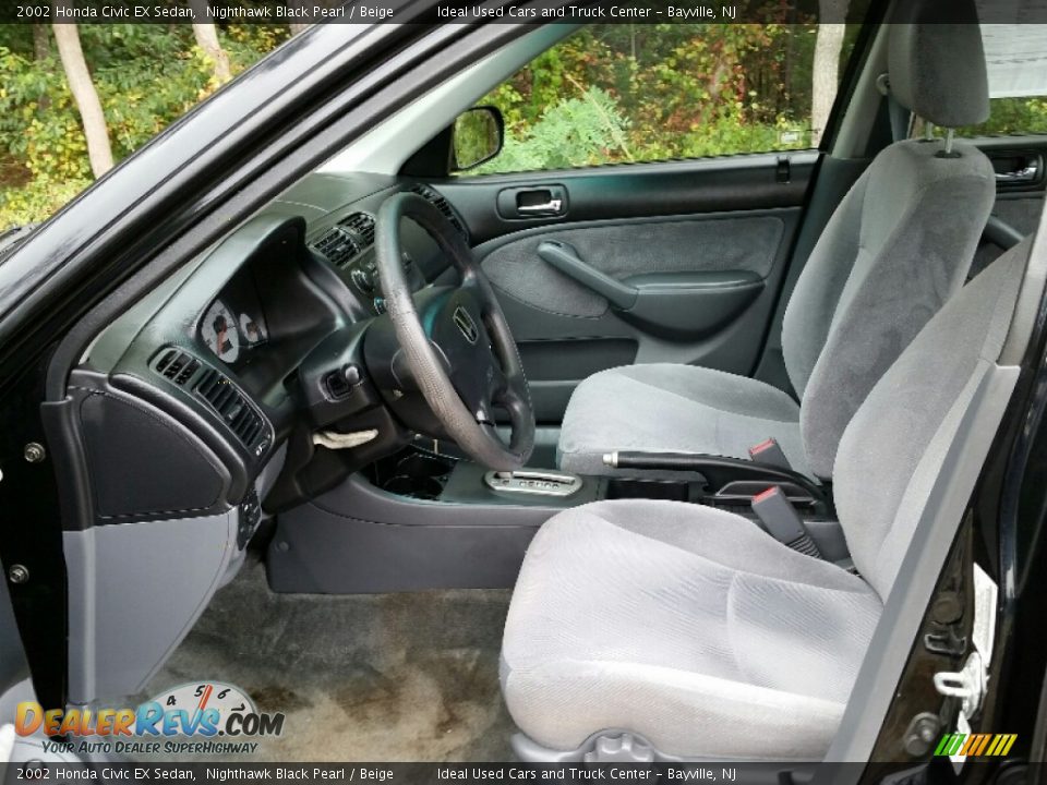 2002 Honda Civic EX Sedan Nighthawk Black Pearl / Beige Photo #16