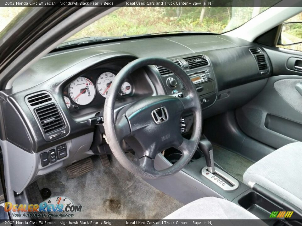 2002 Honda Civic EX Sedan Nighthawk Black Pearl / Beige Photo #20