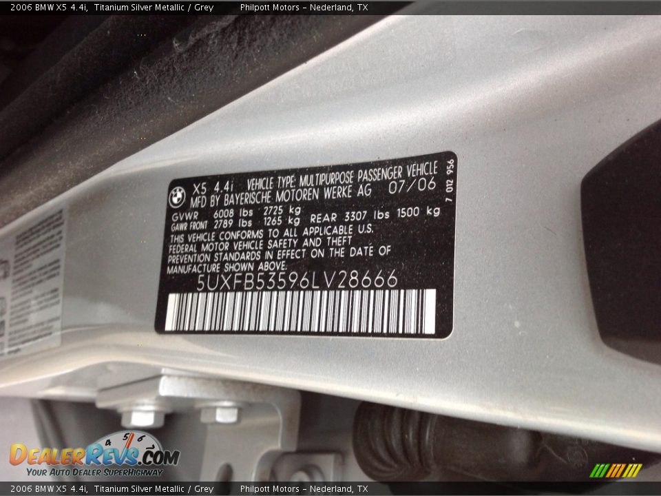 2006 BMW X5 4.4i Titanium Silver Metallic / Grey Photo #6