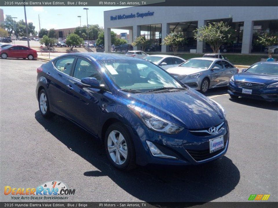 2016 Hyundai Elantra Value Edition Blue / Beige Photo #1