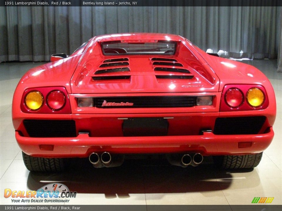 1991 Lamborghini Diablo, Red / Black, Rear - 1991 Lamborghini Diablo