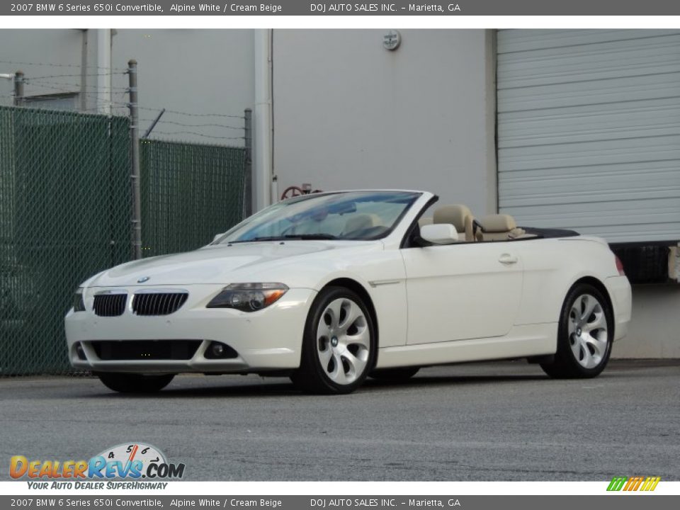 2007 BMW 6 Series 650i Convertible Alpine White / Cream Beige Photo #35