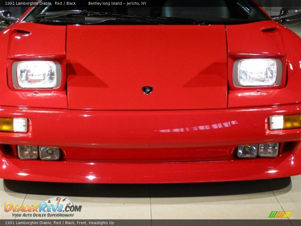 1991 Lamborghini Diablo, Red / Black, Front, Headlights Up - 1991 Lamborghini Diablo