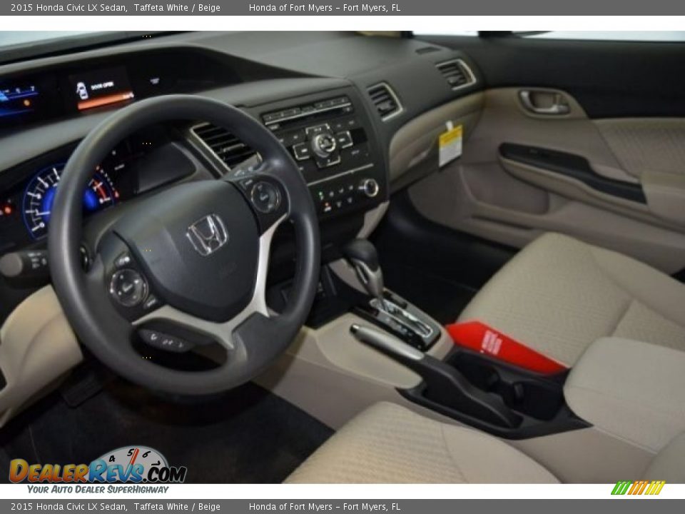 2015 Honda Civic LX Sedan Taffeta White / Beige Photo #9