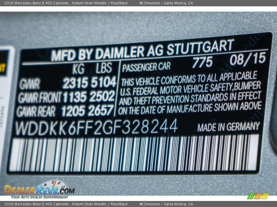 2016 Mercedes-Benz E 400 Cabriolet Iridium Silver Metallic / Red/Black Photo #7