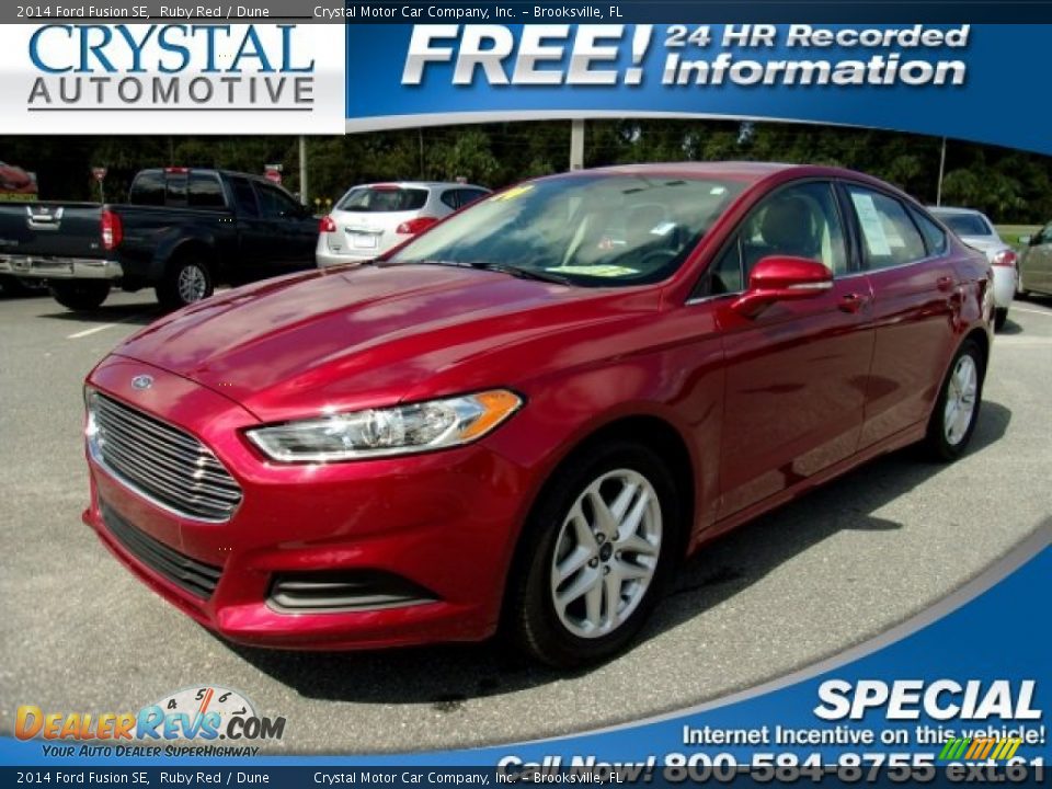 2014 Ford Fusion SE Ruby Red / Dune Photo #1