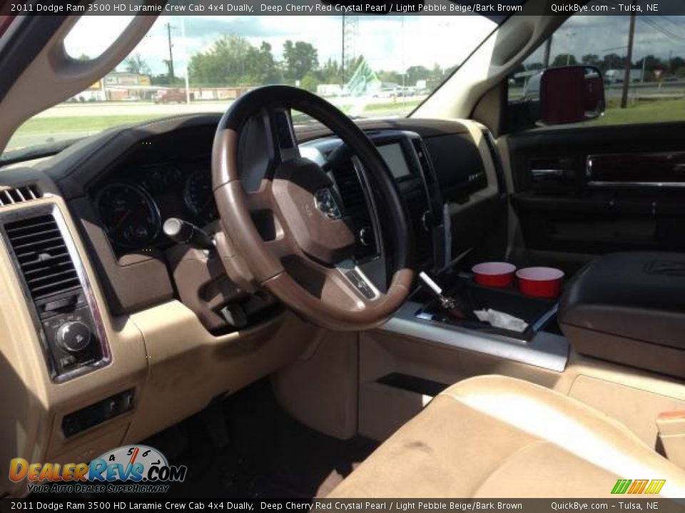 2011 Dodge Ram 3500 HD Laramie Crew Cab 4x4 Dually Deep Cherry Red Crystal Pearl / Light Pebble Beige/Bark Brown Photo #4