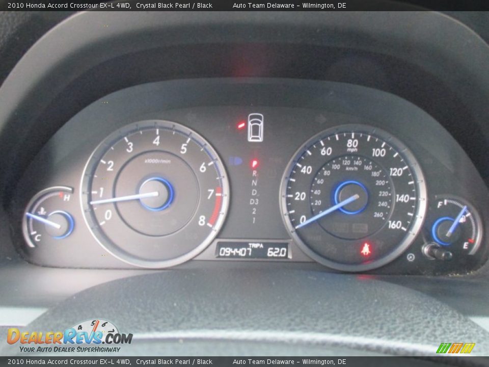 2010 Honda Accord Crosstour EX-L 4WD Crystal Black Pearl / Black Photo #13