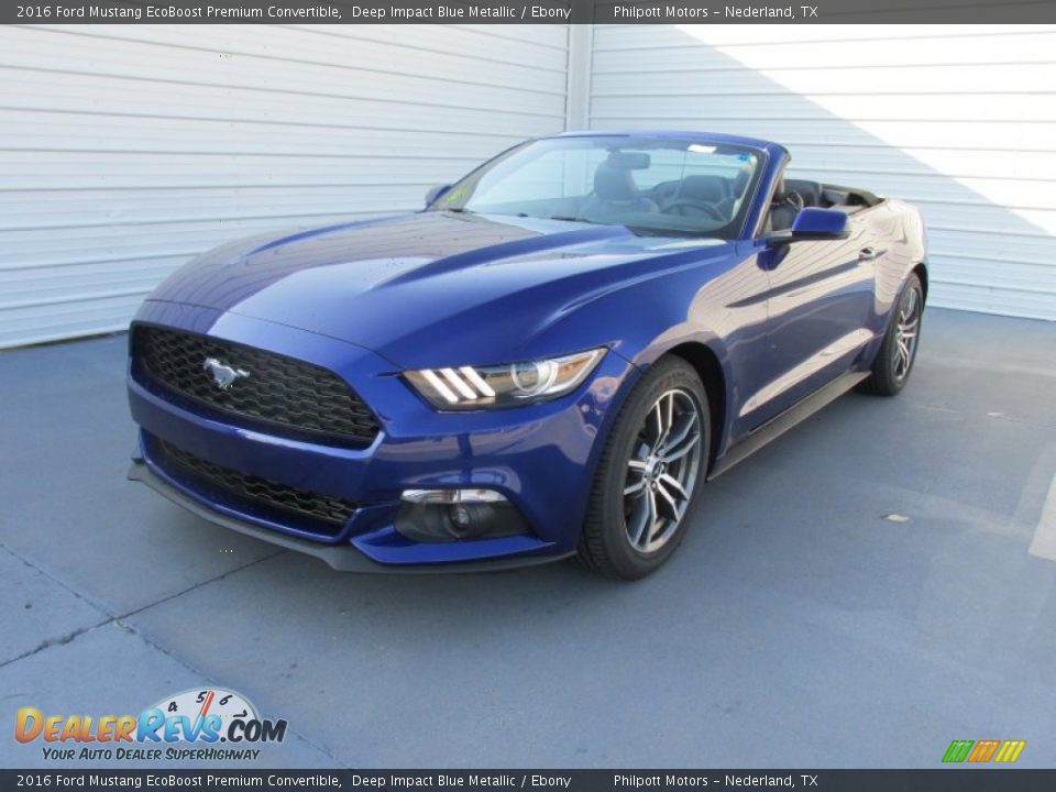 2016 Ford Mustang EcoBoost Premium Convertible Deep Impact Blue Metallic / Ebony Photo #7