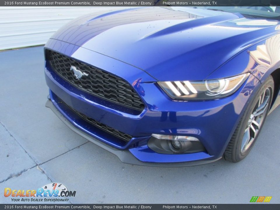 2016 Ford Mustang EcoBoost Premium Convertible Deep Impact Blue Metallic / Ebony Photo #10