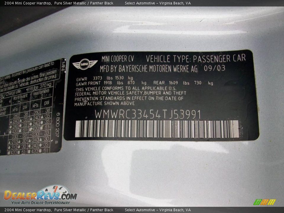 2004 Mini Cooper Hardtop Pure Silver Metallic / Panther Black Photo #32