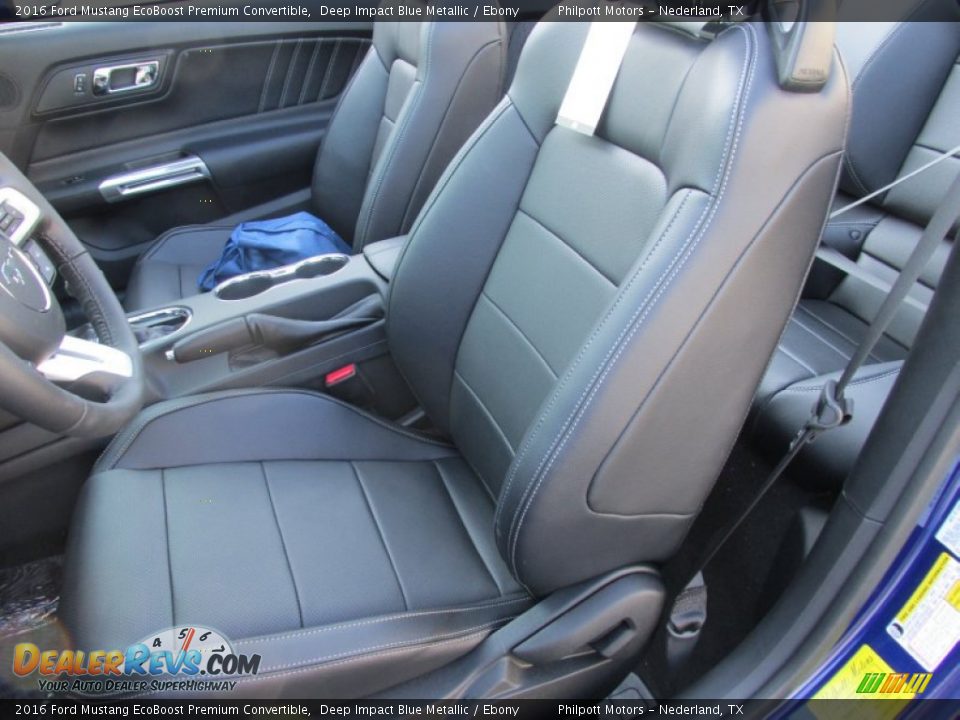 Front Seat of 2016 Ford Mustang EcoBoost Premium Convertible Photo #18