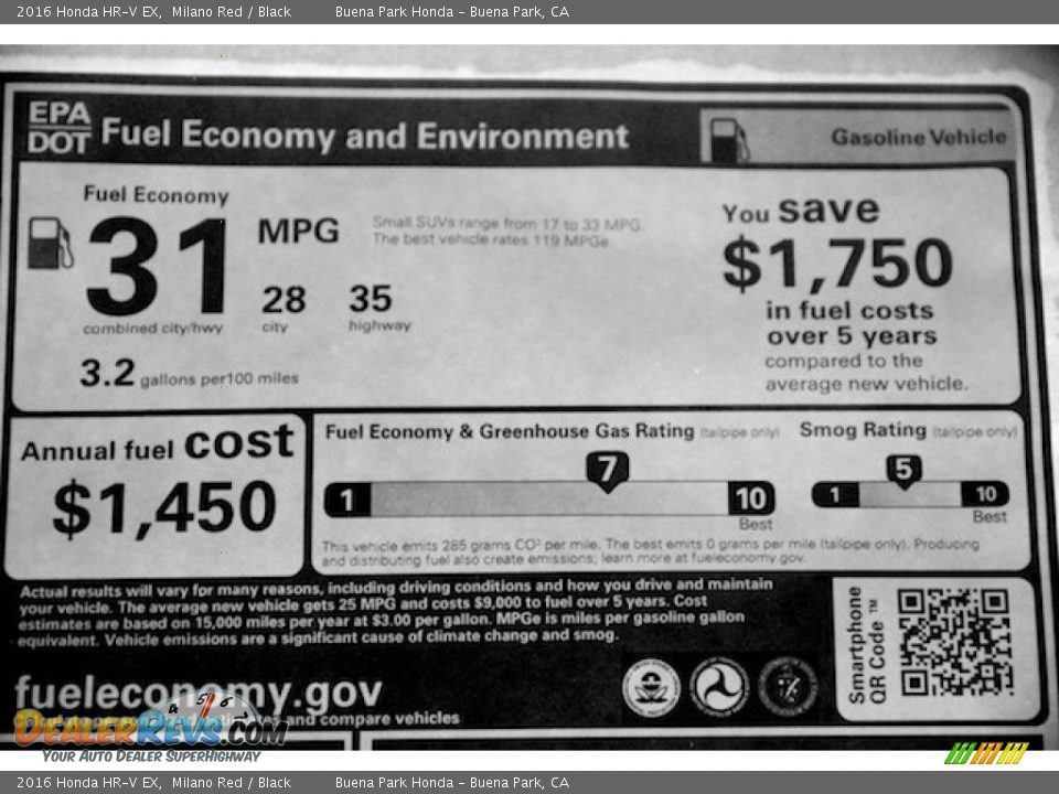 2016 Honda HR-V EX Milano Red / Black Photo #20