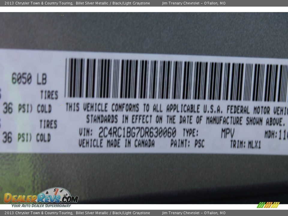 2013 Chrysler Town & Country Touring Billet Silver Metallic / Black/Light Graystone Photo #17