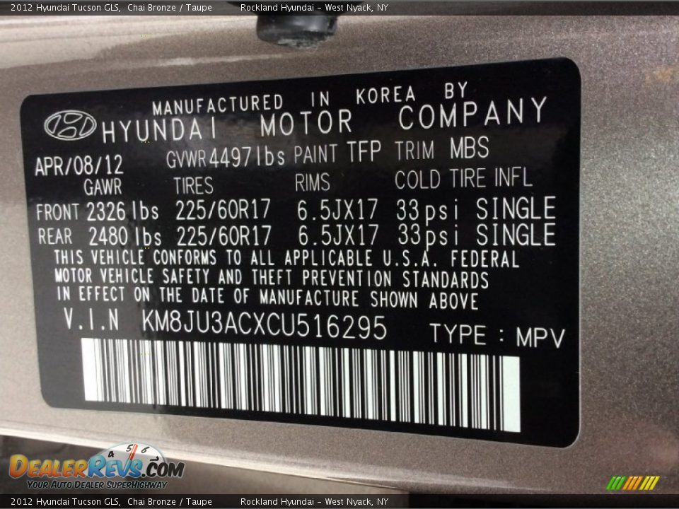 2012 Hyundai Tucson GLS Chai Bronze / Taupe Photo #32