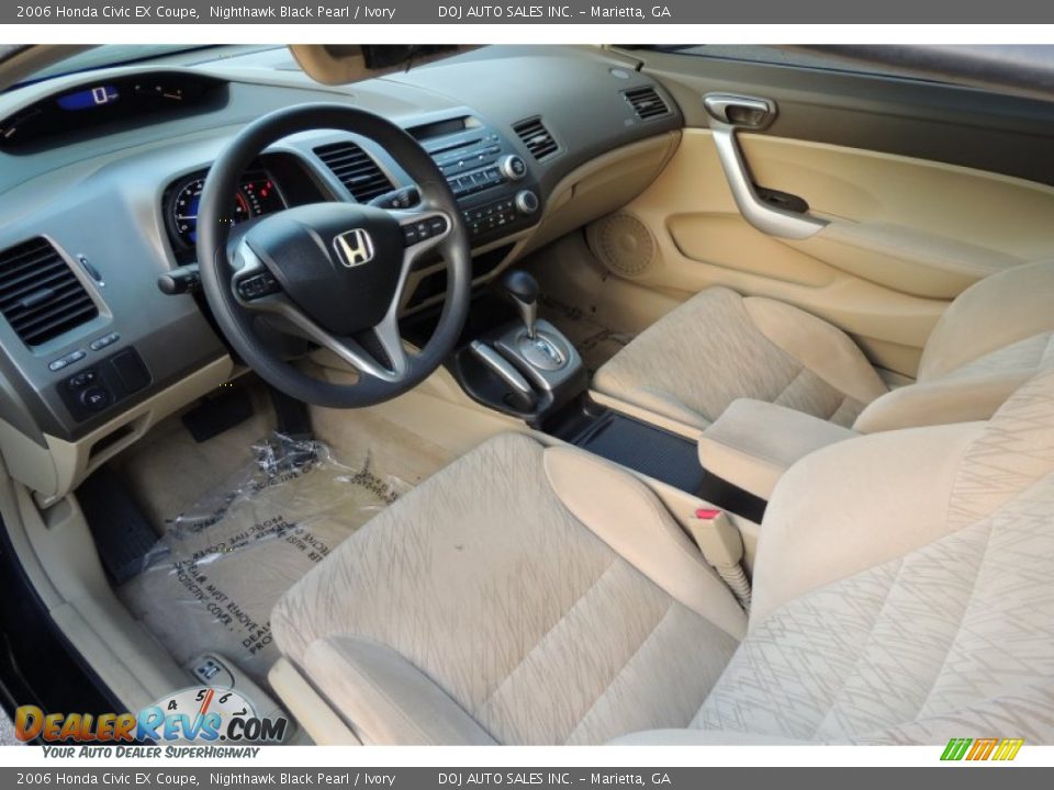 2006 Honda Civic EX Coupe Nighthawk Black Pearl / Ivory Photo #12