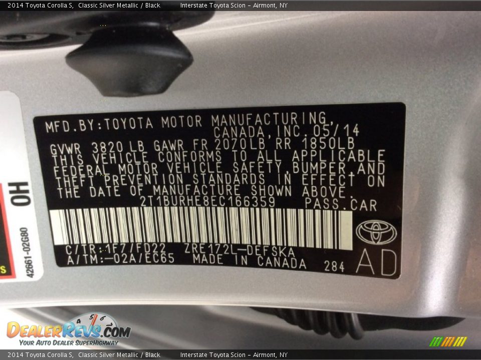 2014 Toyota Corolla S Classic Silver Metallic / Black Photo #26