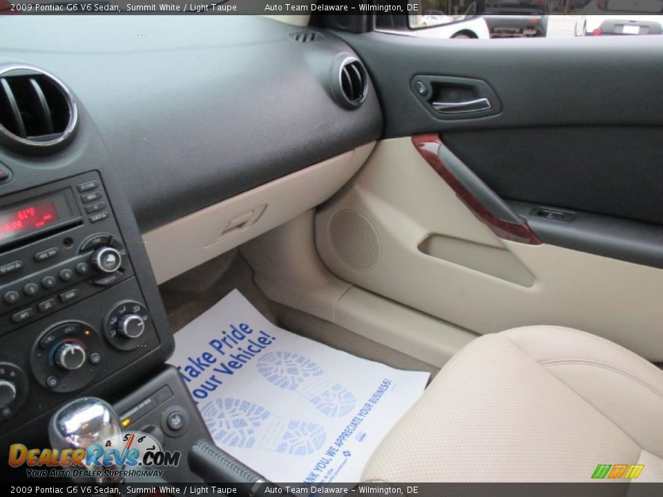 2009 Pontiac G6 V6 Sedan Summit White / Light Taupe Photo #16