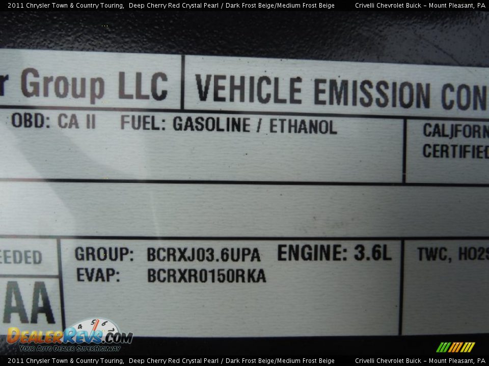 2011 Chrysler Town & Country Touring Deep Cherry Red Crystal Pearl / Dark Frost Beige/Medium Frost Beige Photo #11