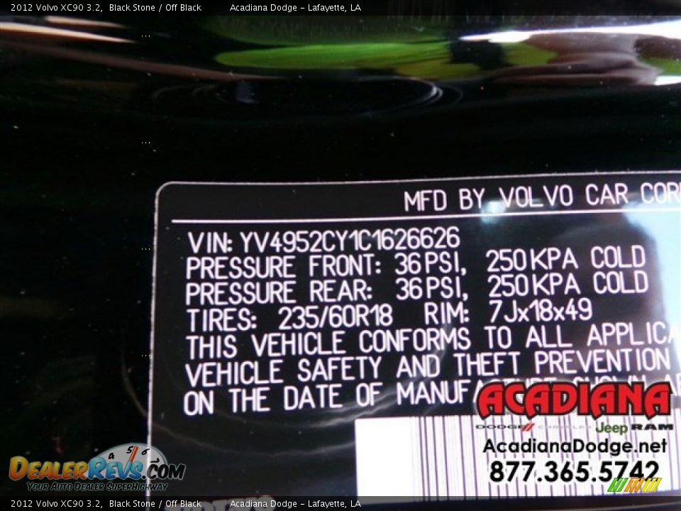 2012 Volvo XC90 3.2 Black Stone / Off Black Photo #16