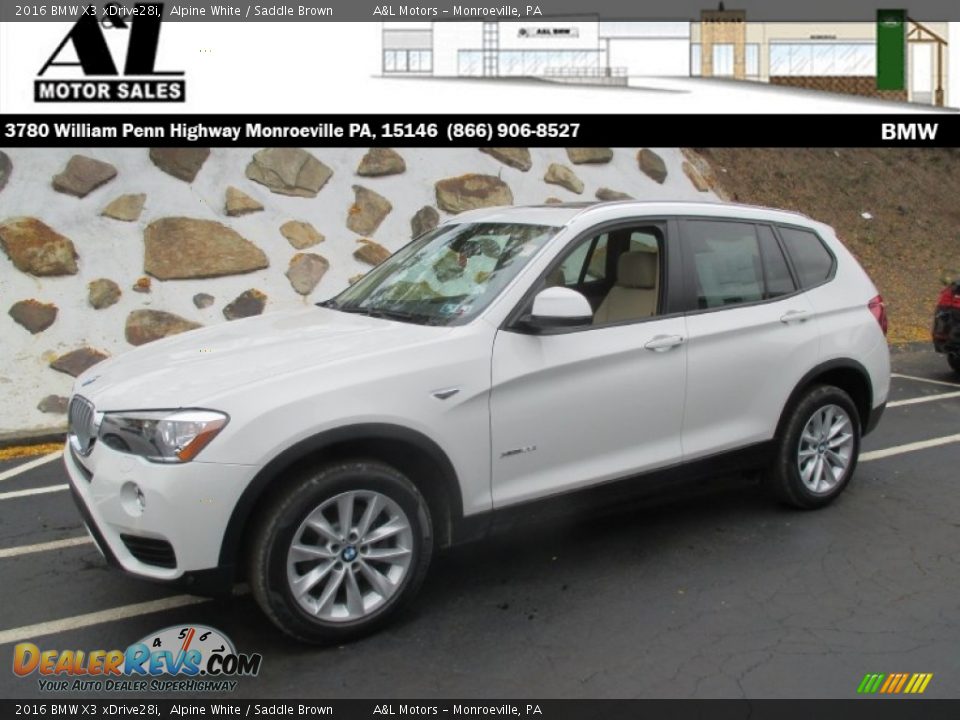 2016 BMW X3 xDrive28i Alpine White / Saddle Brown Photo #1